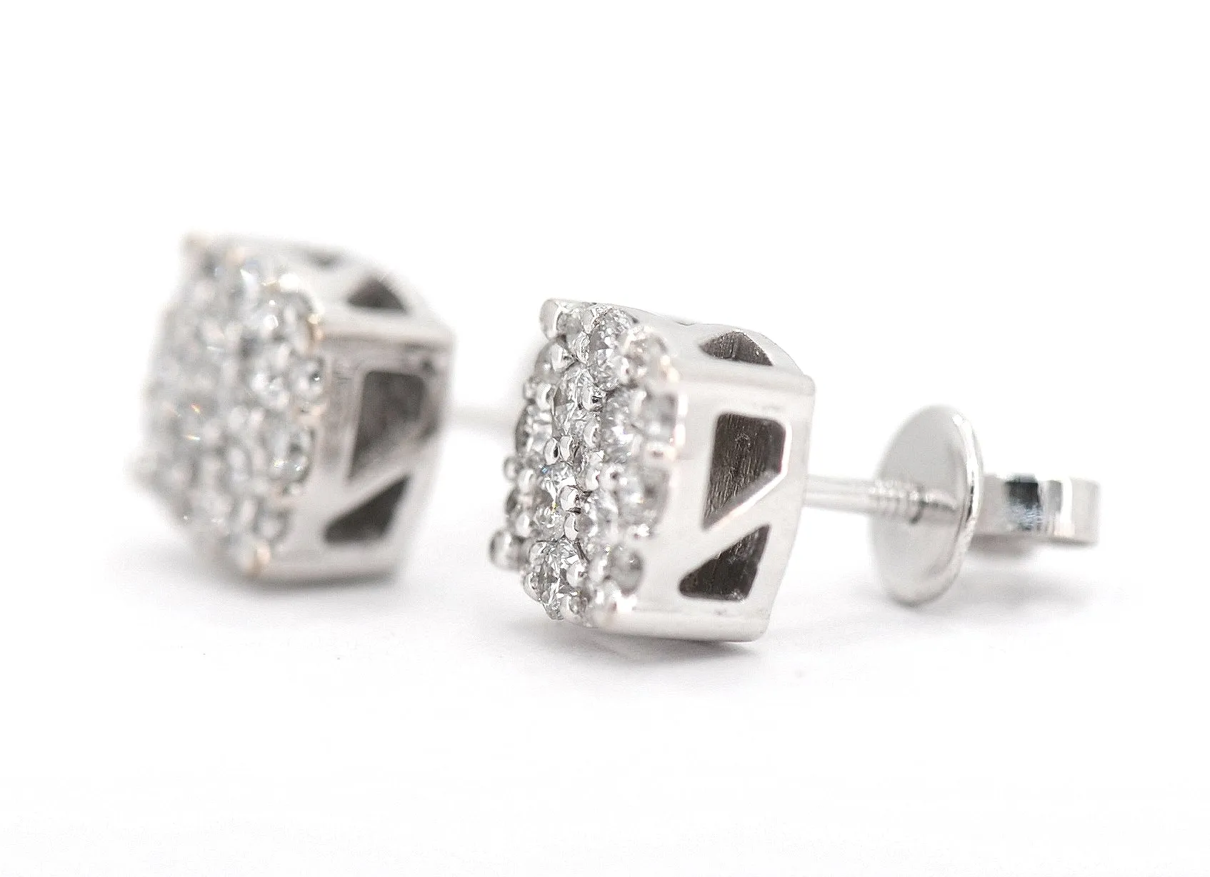 0.76CT Gold Diamond Cluster Earrings