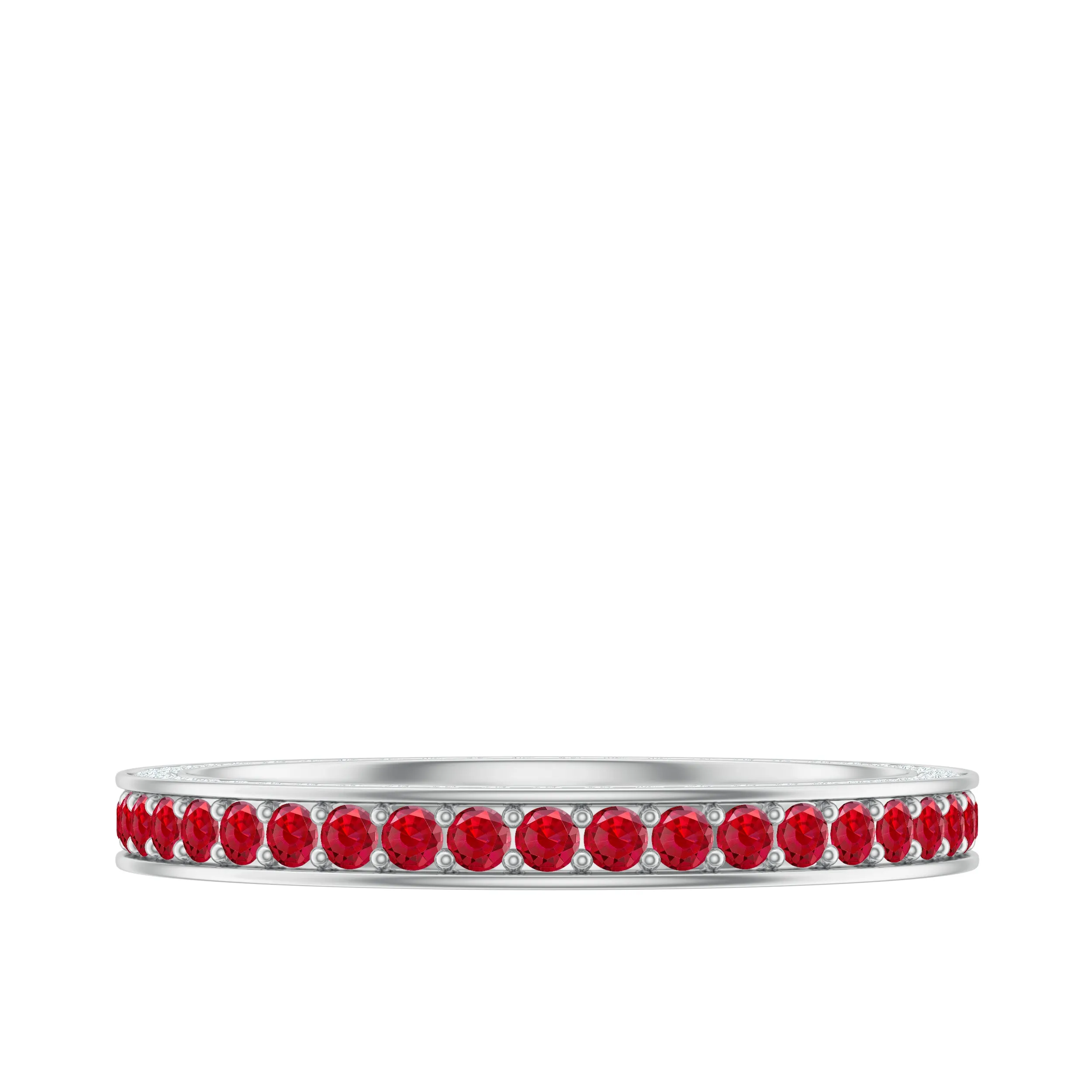 1 CT Lab-Created Ruby Eternity Band Ring with Moissanite