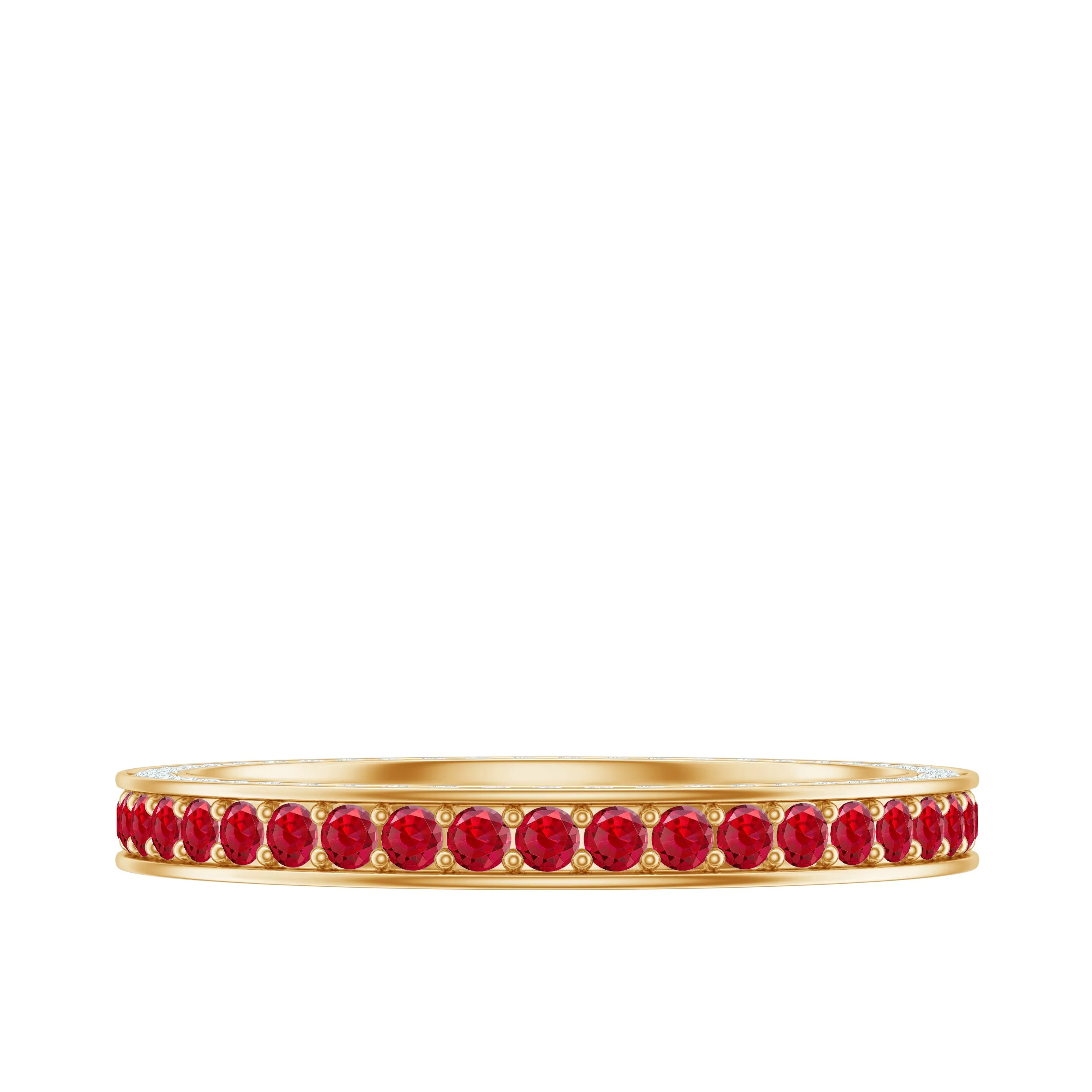 1 CT Lab-Created Ruby Eternity Band Ring with Moissanite