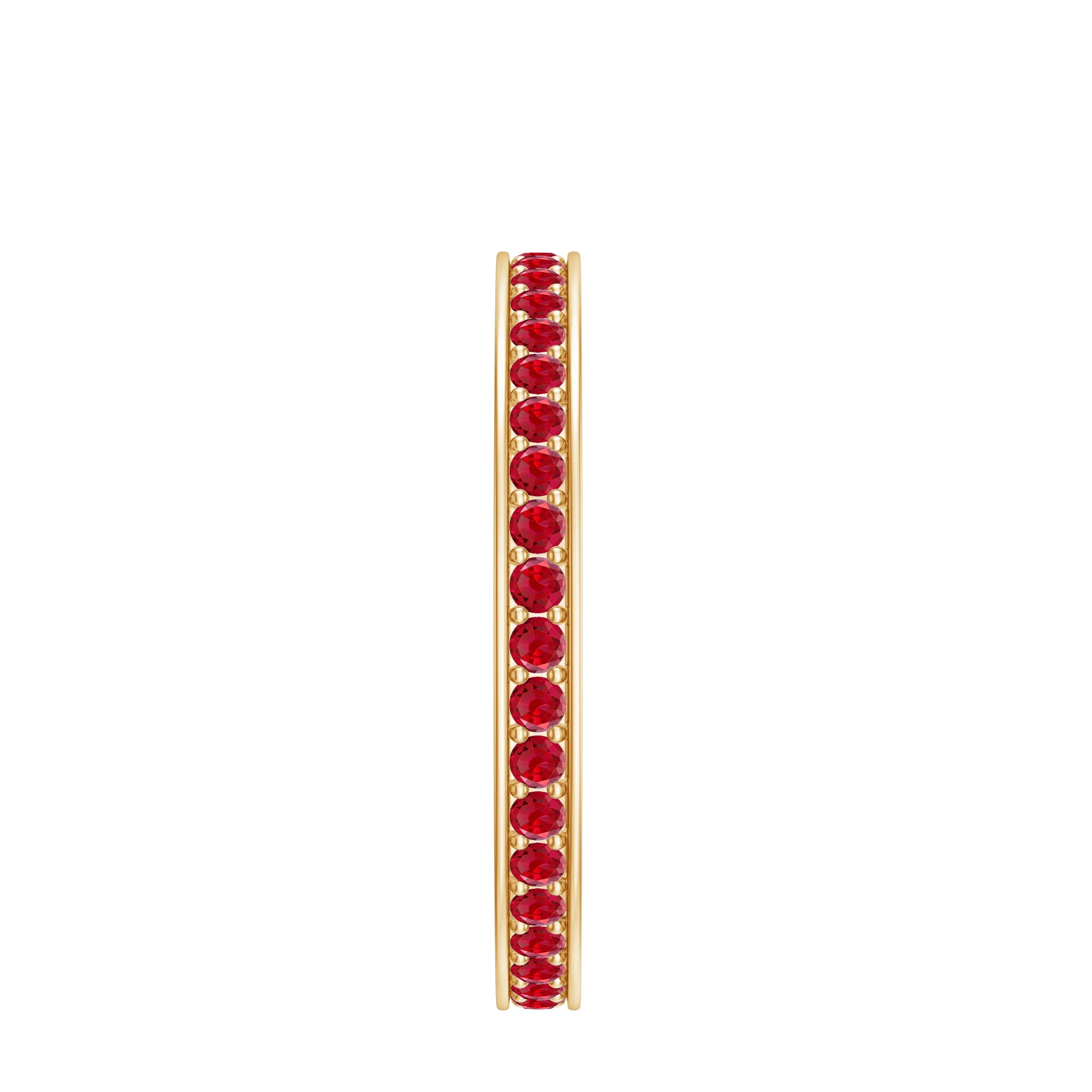 1 CT Lab-Created Ruby Eternity Band Ring with Moissanite