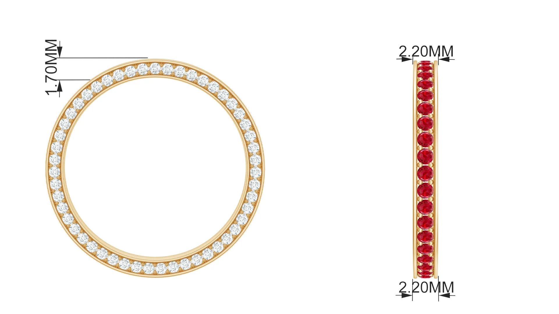 1 CT Lab-Created Ruby Eternity Band Ring with Moissanite