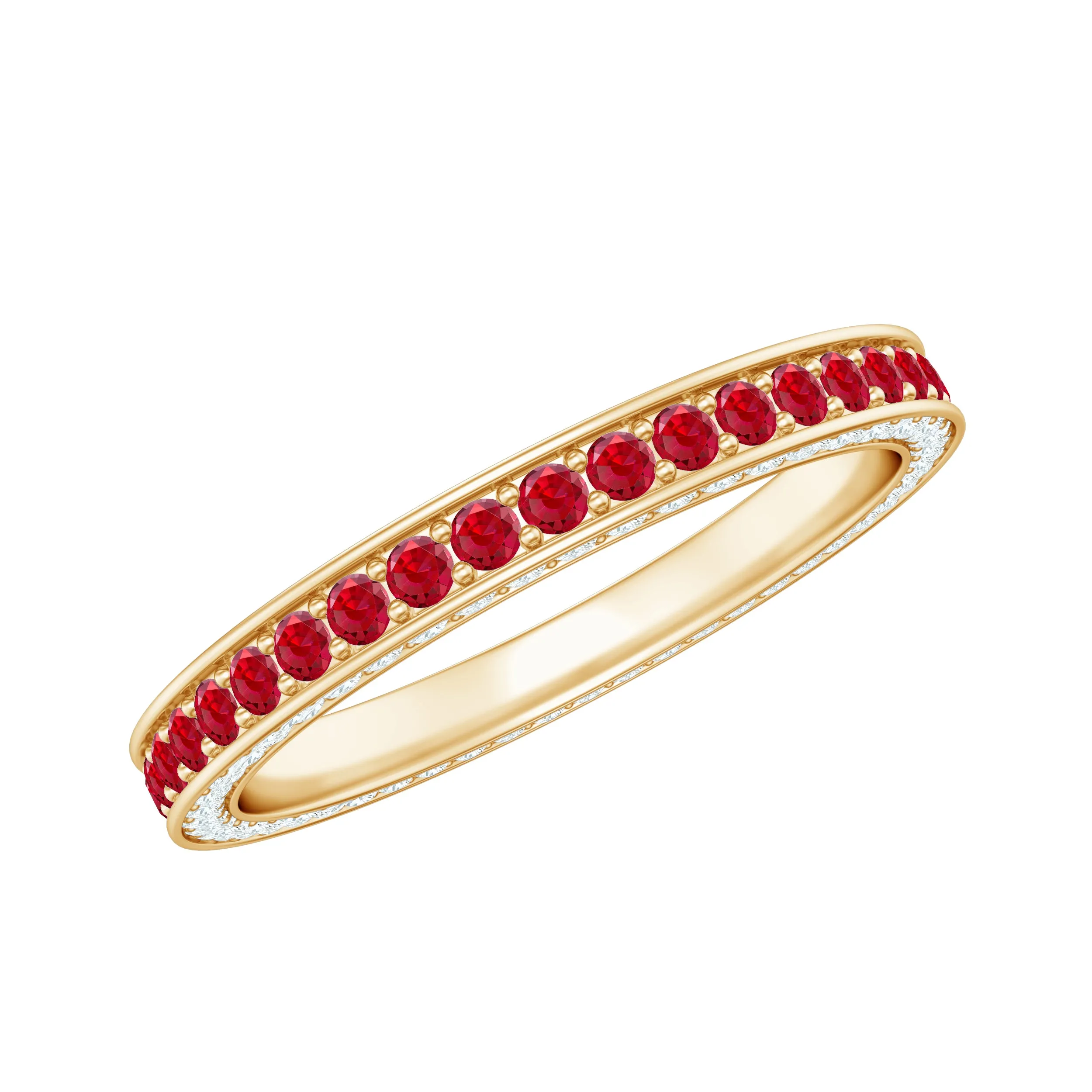 1 CT Lab-Created Ruby Eternity Band Ring with Moissanite