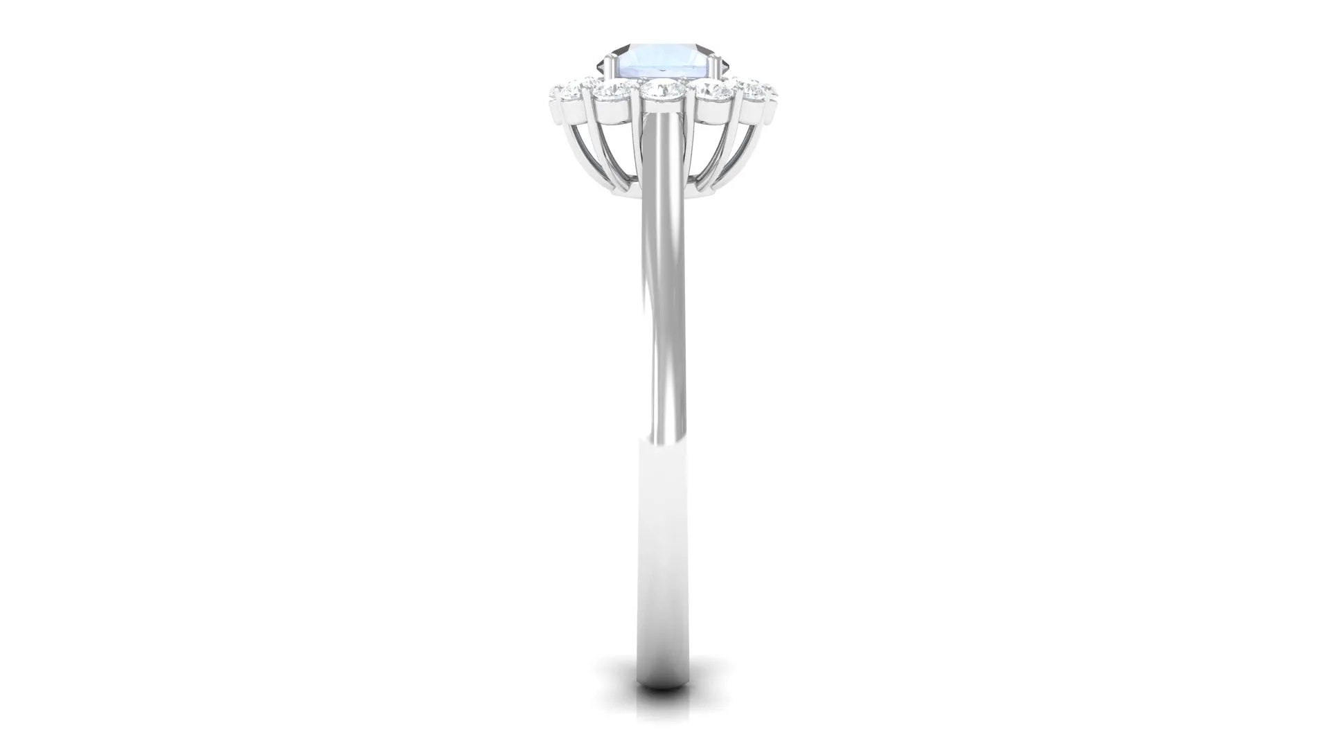 1 CT Moonstone and Diamond Floating Halo Engagement Ring