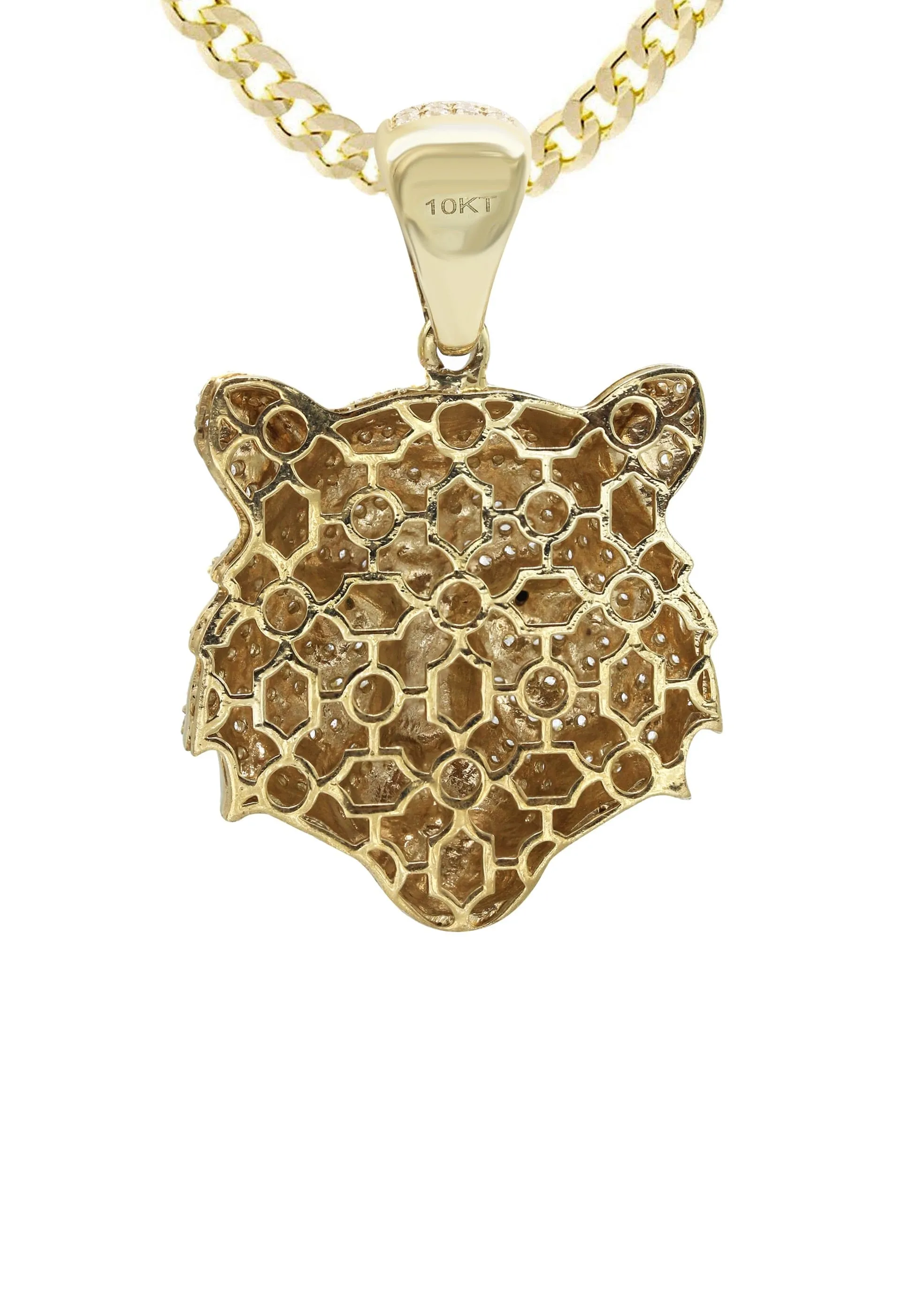 10K Yellow Gold Tiger Head Necklace | Appx. 28.3 Grams