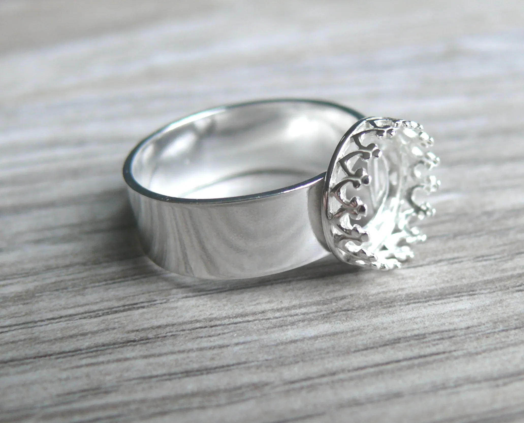 10mm Crown Ring Blank Wide Band