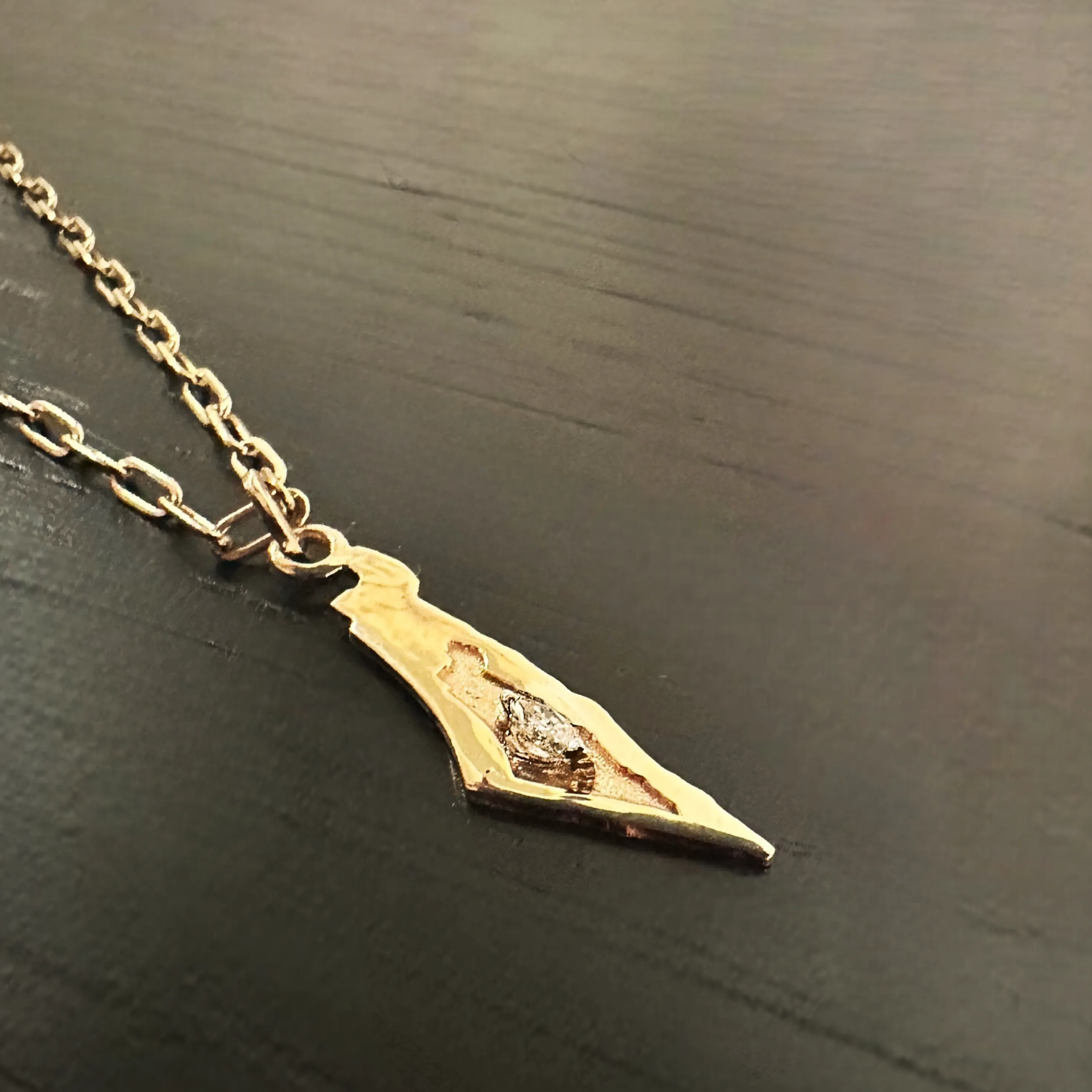 14k Solid Gold Israel Diamond Pendant