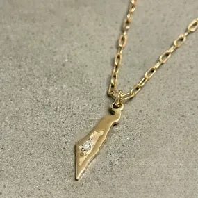14k Solid Gold Israel Diamond Pendant