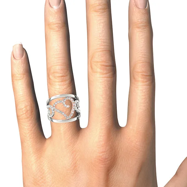 14K White/Rose Gold Open Concept Heart Ring