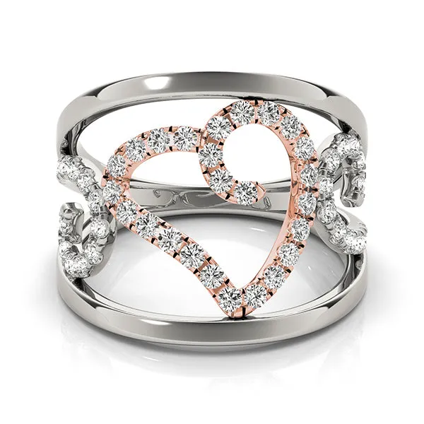 14K White/Rose Gold Open Concept Heart Ring