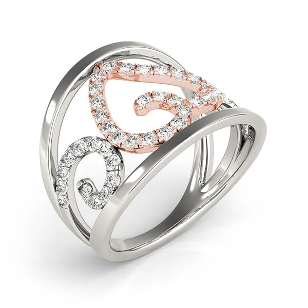 14K White/Rose Gold Open Concept Heart Ring