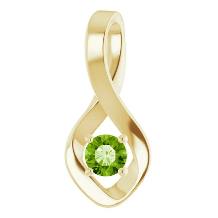 14K Yellow 4 mm Round Natural Peridot Pendant