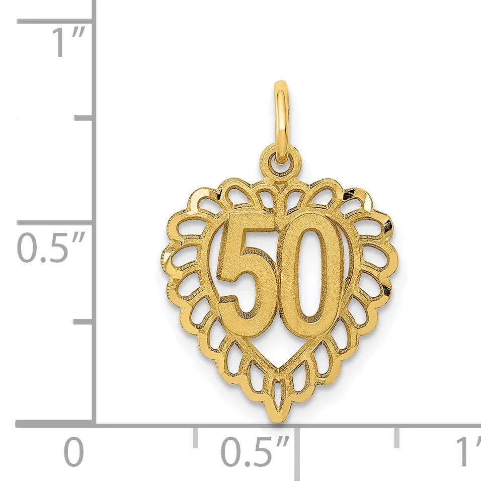 14k Yellow Gold 50 in Heart Charm Pendant