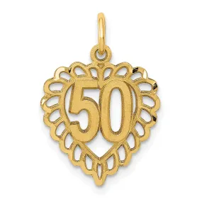 14k Yellow Gold 50 in Heart Charm Pendant