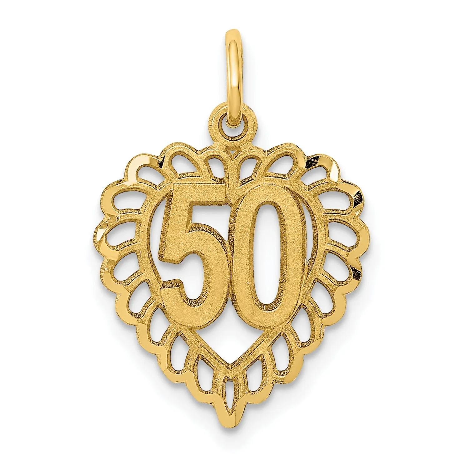 14k Yellow Gold 50 in Heart Charm Pendant