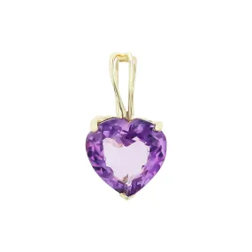 14K Yellow Gold Heart Shape Amethyst Pendant