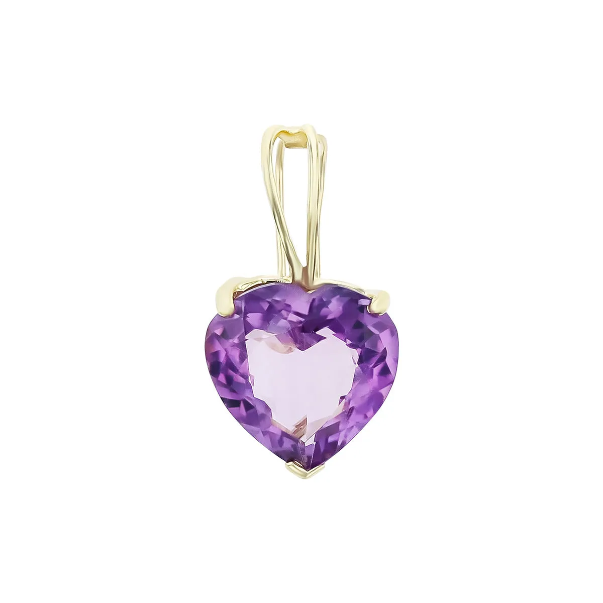 14K Yellow Gold Heart Shape Amethyst Pendant