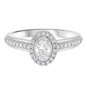 14KW Tru Ref Oval Halo Prong Ring 3/5CT