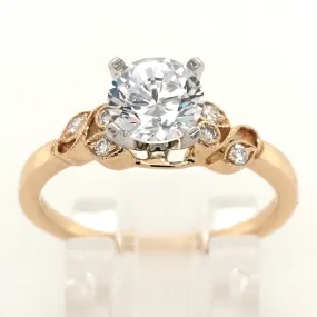 14KY Floral Diamond Semi-Mount with 1ct Cubic Zirconia Center (Size 7)