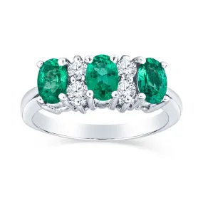 14w Three Stone Oval Gemstone Ring