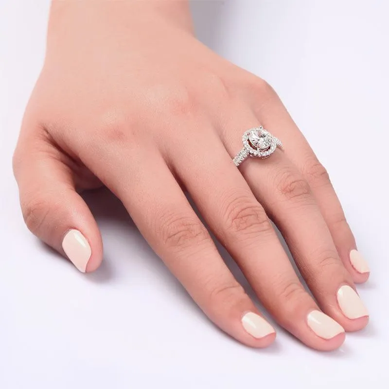 1.5 Carat Created Zirconia Engagement Sterling 925 Silver Ring MJXFR8022