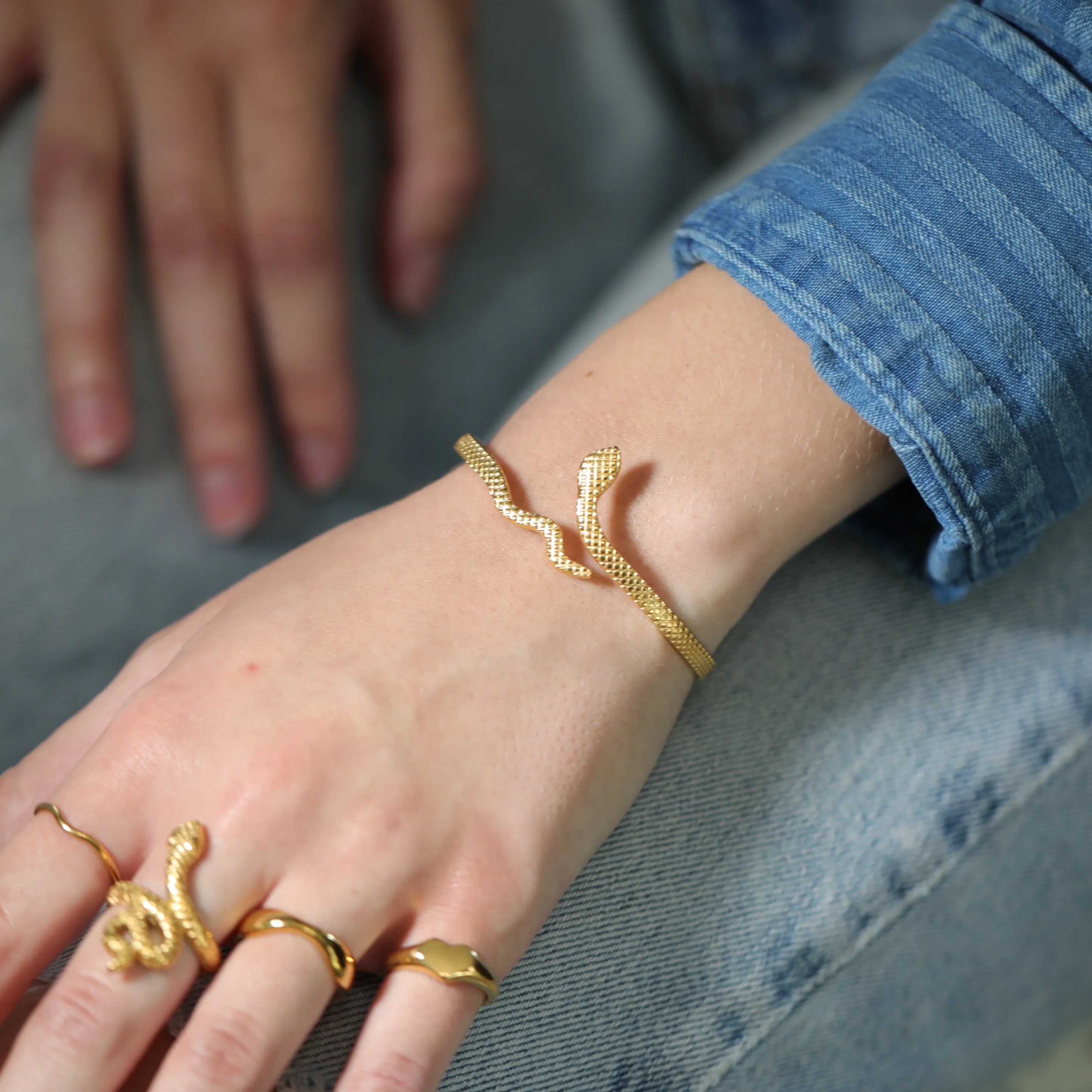 18k Gold-Filled Open Snake Bangle