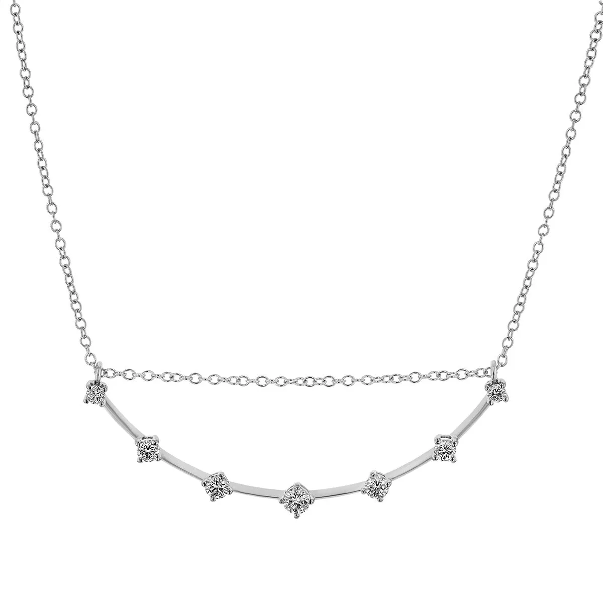 18K Gold/Rhodium Arc Diamond Pendant Necklace