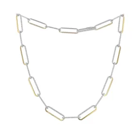 18K Yellow and White Gold Diamond Link Necklace