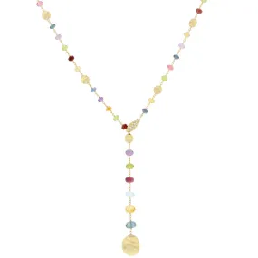 18K Yellow Gold Mixed Gemstone and Diamond Lariat