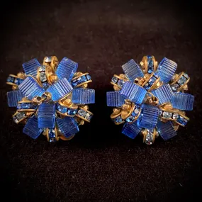 1960s Les Bernard Glass Bead & Rhinestone Earrings