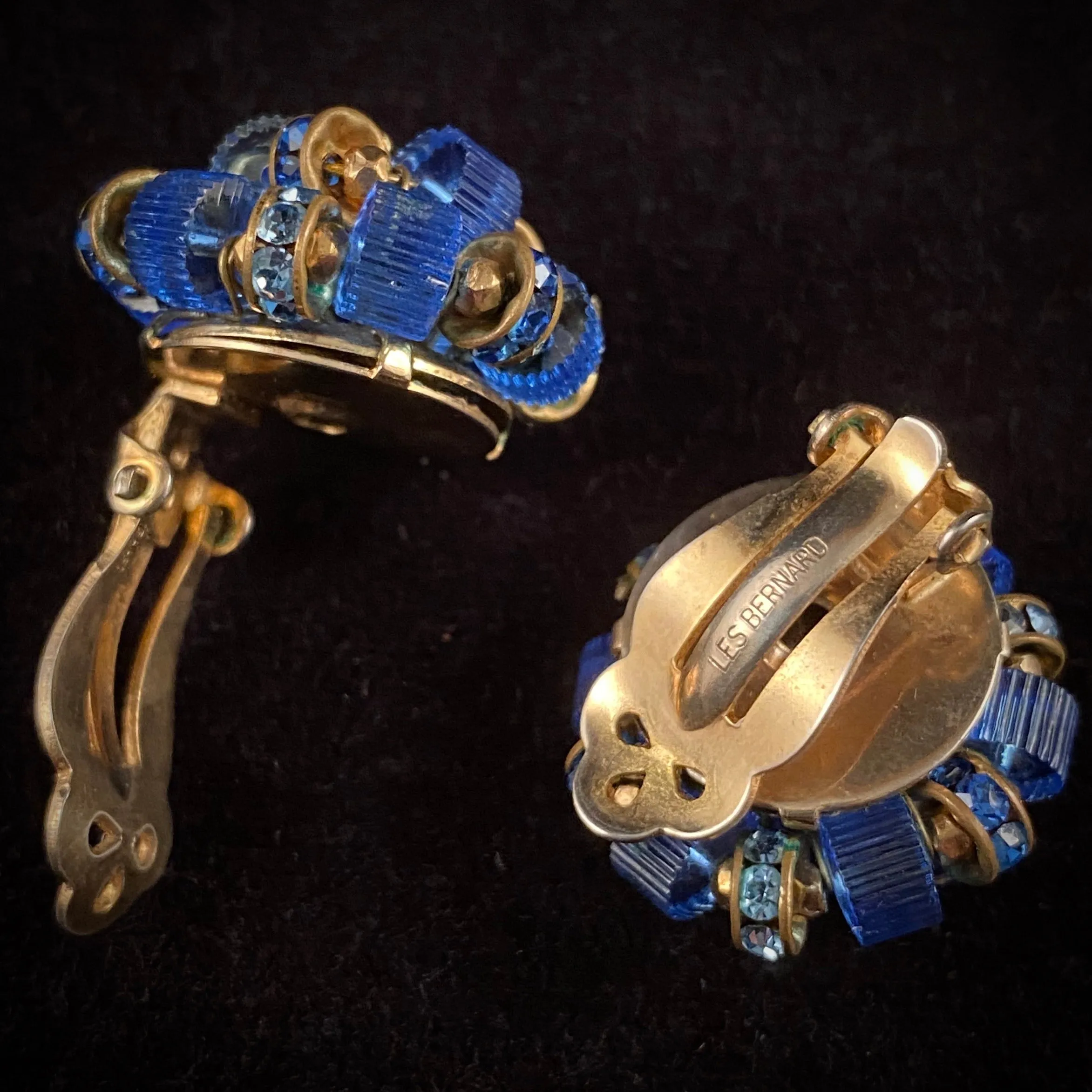 1960s Les Bernard Glass Bead & Rhinestone Earrings