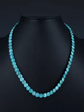 19" Single Strand Turquoise Disc Necklace