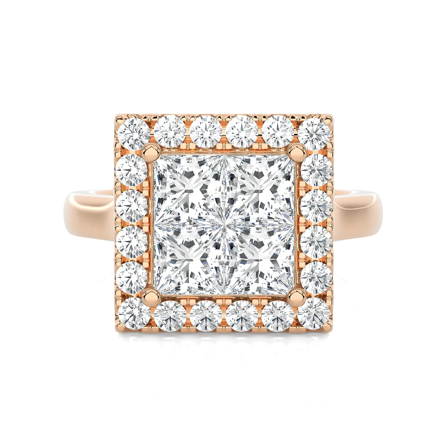 2 ctw Princess-Cut Lab Grown Diamond Halo Engagement Ring