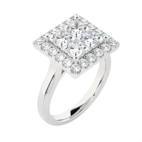 2 ctw Princess-Cut Lab Grown Diamond Halo Engagement Ring