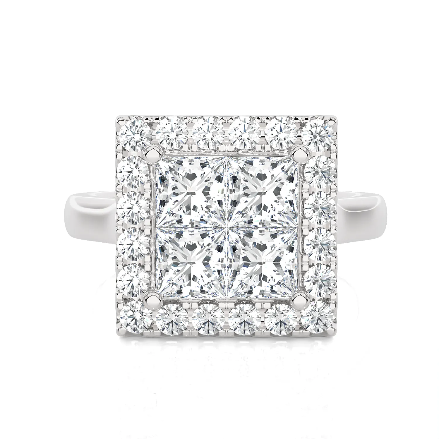 2 ctw Princess-Cut Lab Grown Diamond Halo Engagement Ring