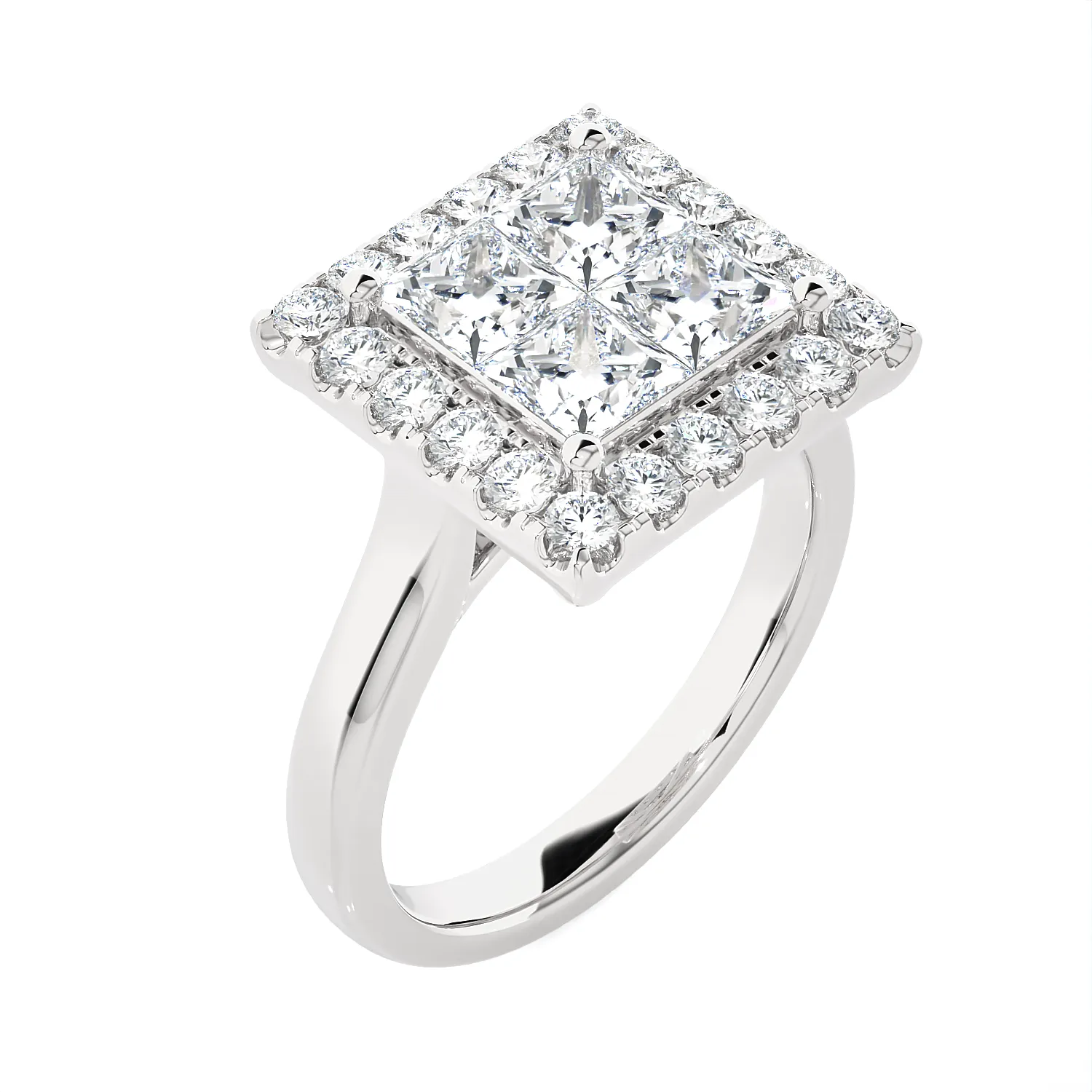 2 ctw Princess-Cut Lab Grown Diamond Halo Engagement Ring