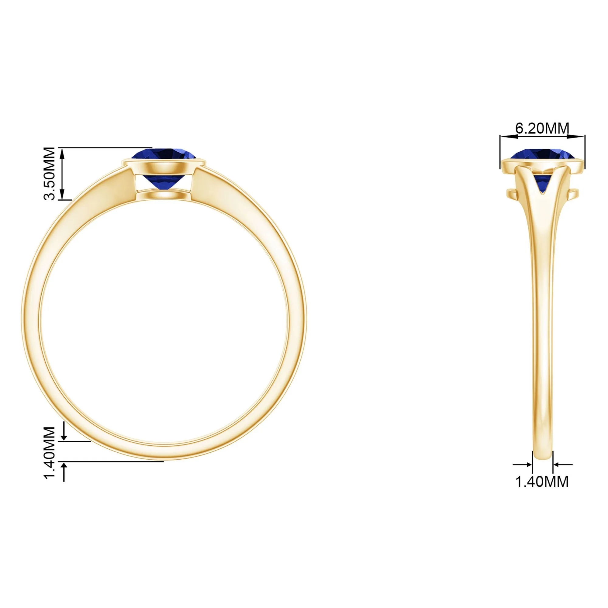 5 MM Created Blue Sapphire Solitaire Ring with Split Shank