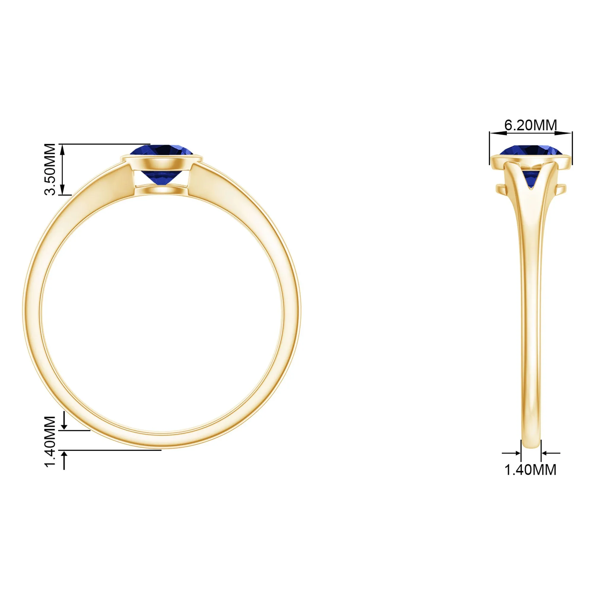 5 MM Created Blue Sapphire Solitaire Ring with Split Shank