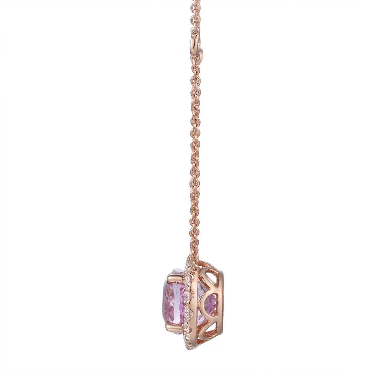 5.42ct tw Diamond Oval Kunzit Pendant Necklace