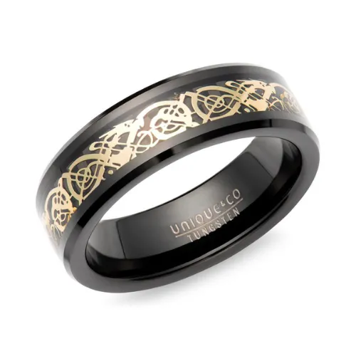 7mm Black Carbon Fibre Tungsten Ring