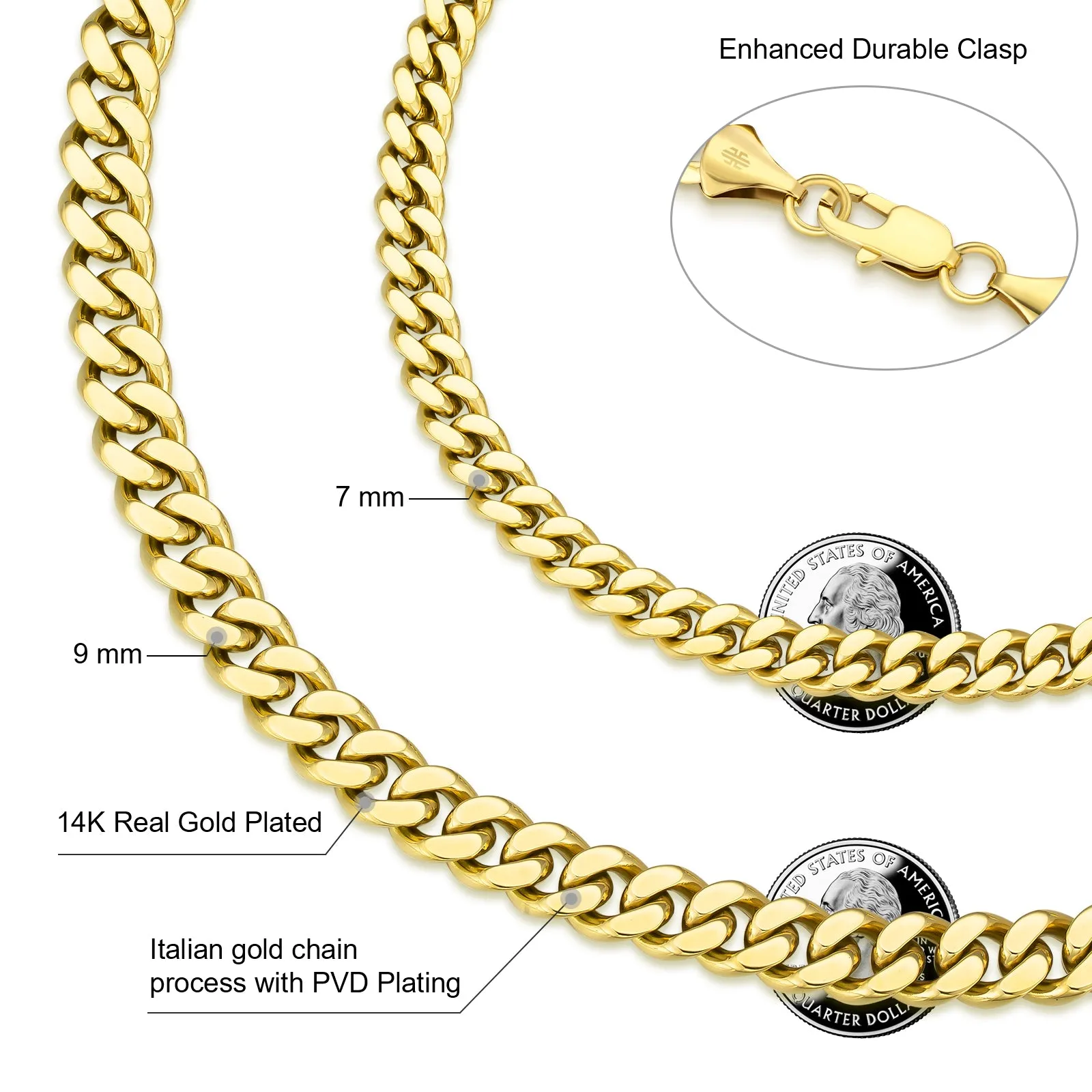 9mm 14K Gold/White Gold Flat Cuban Curb Bracelet