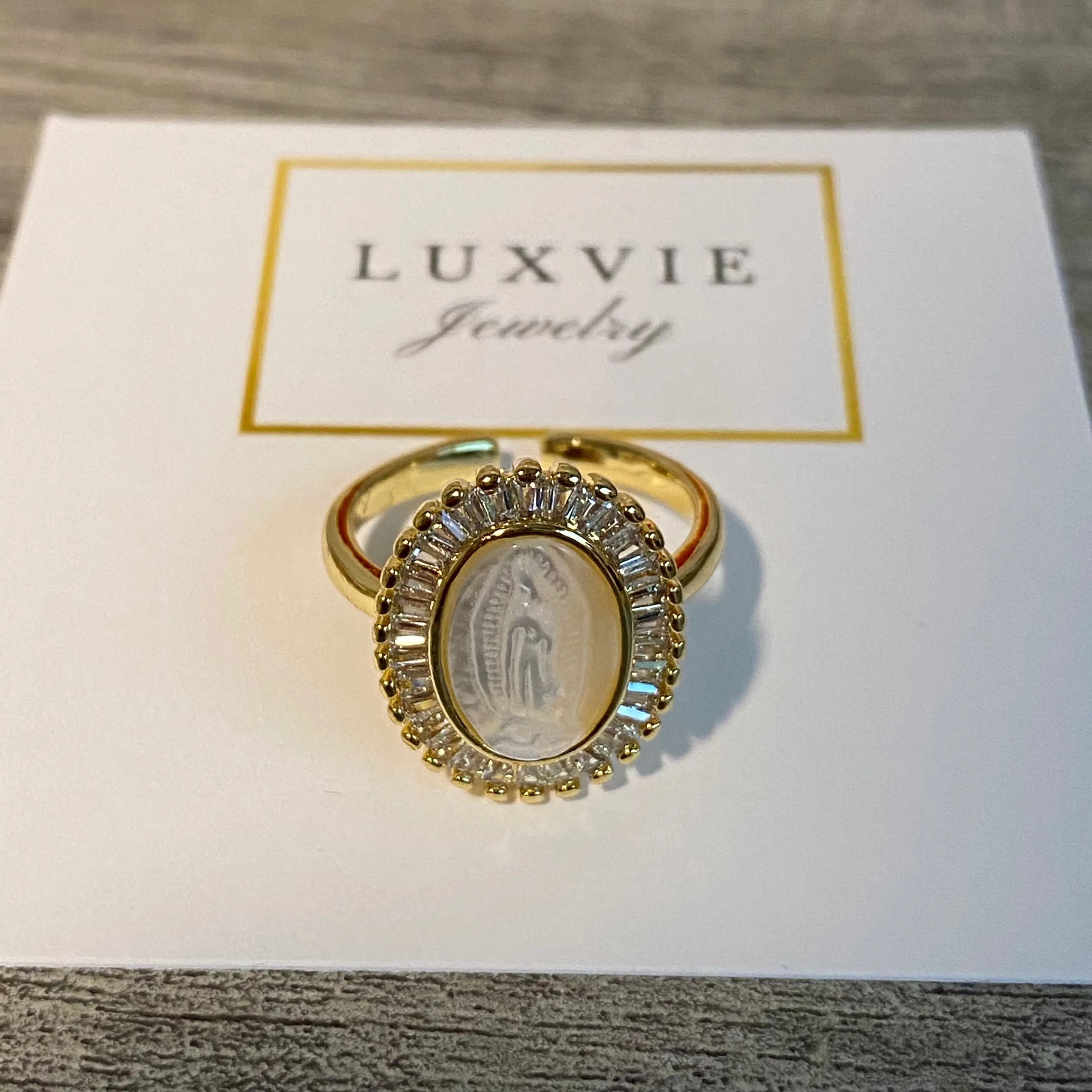 Adjustable Pearl Virgencita Ring 06