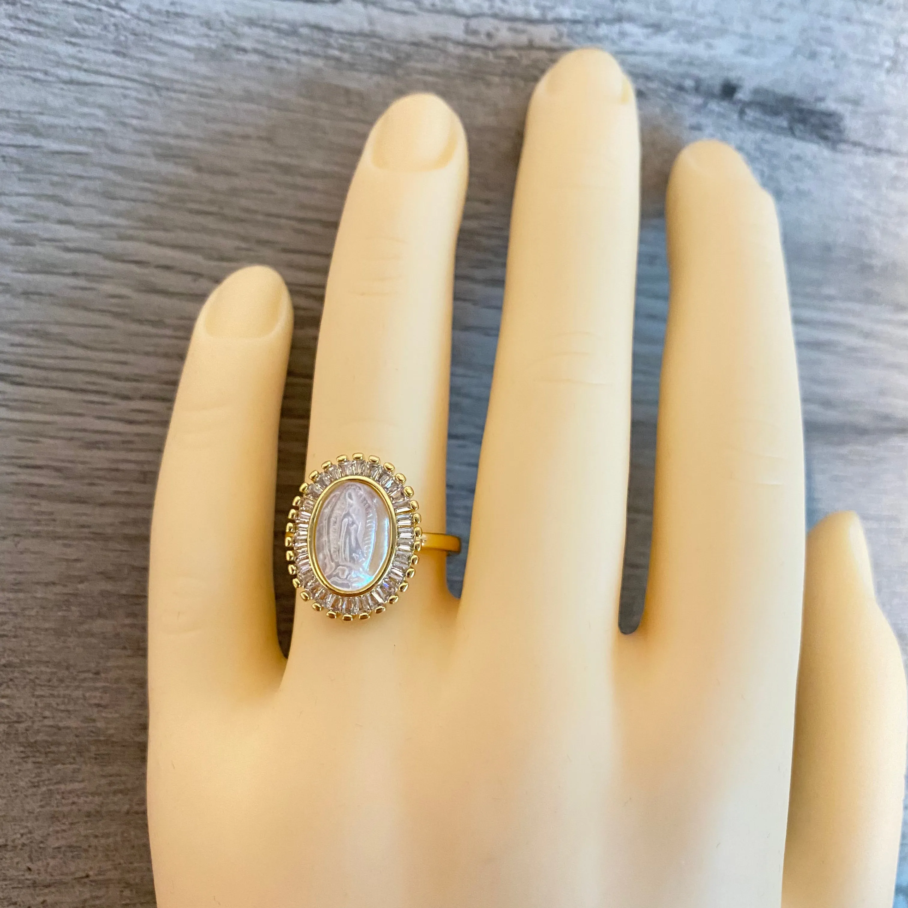 Adjustable Pearl Virgencita Ring 06