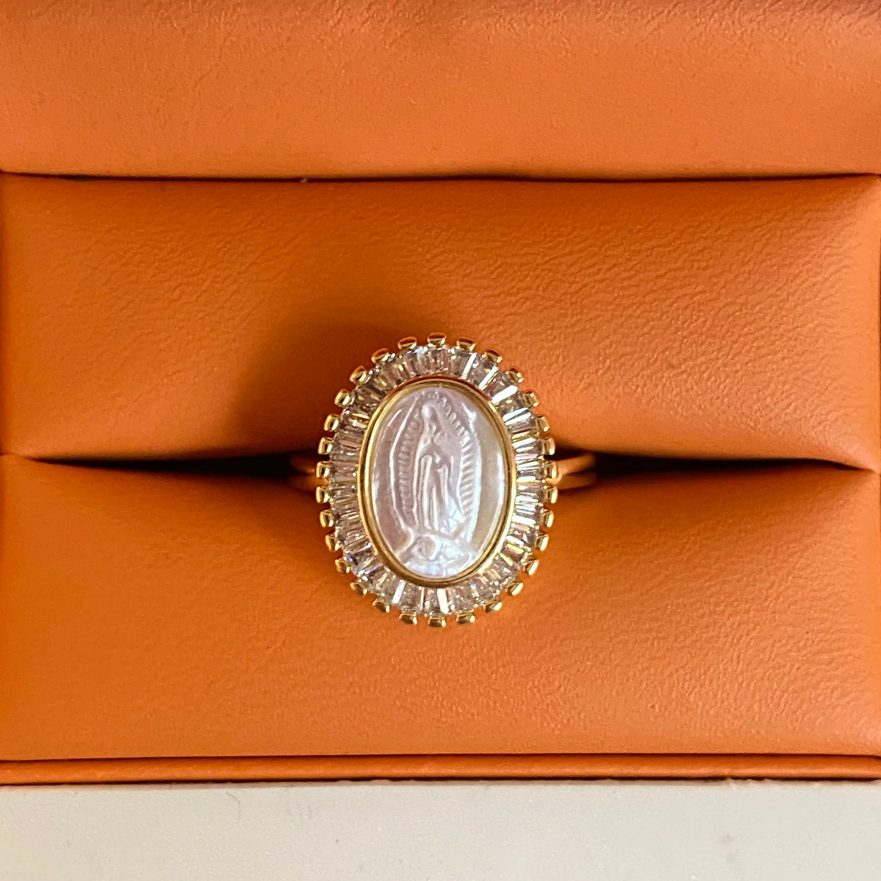 Adjustable Pearl Virgencita Ring 06