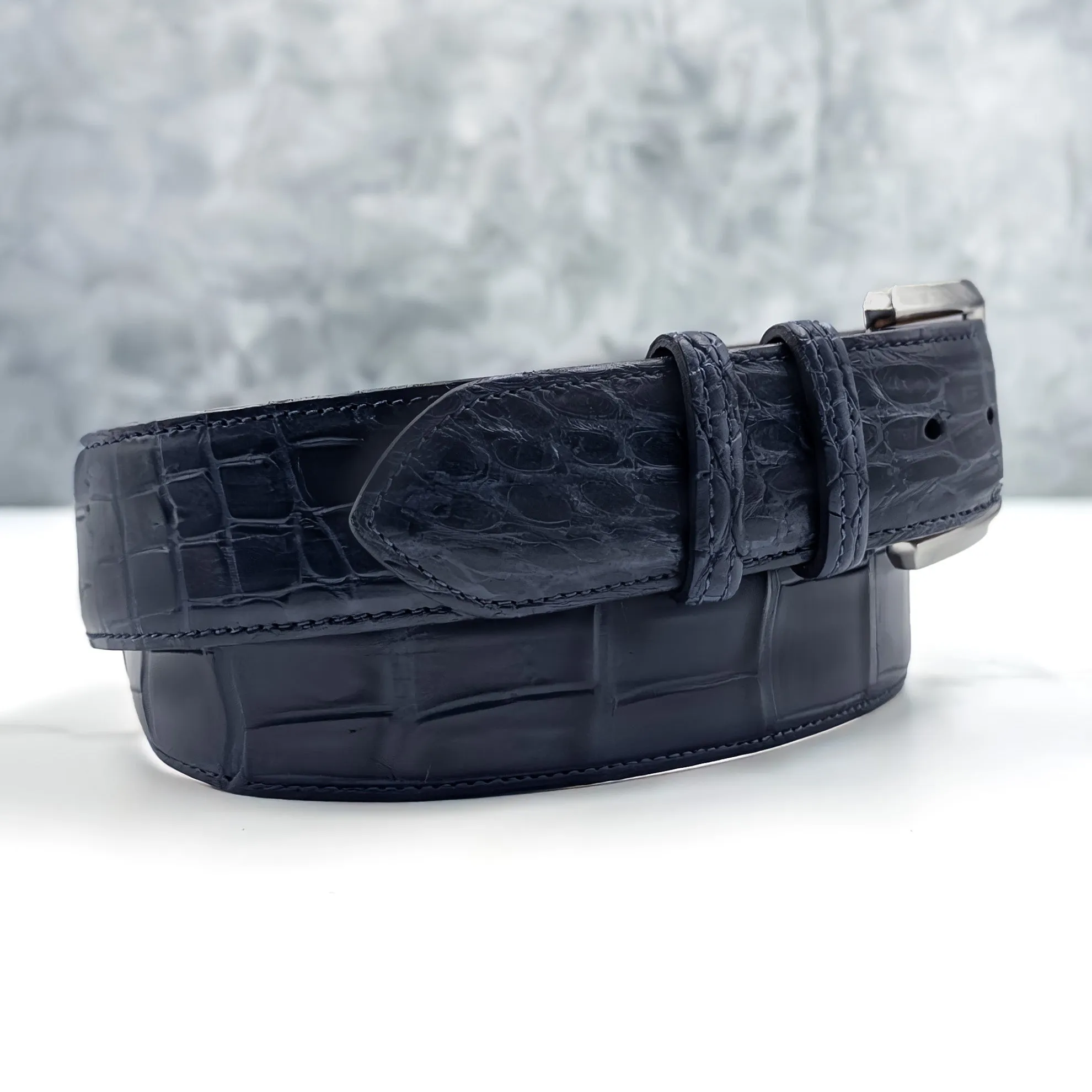 American Matte Alligator Belt One Piece: Navy