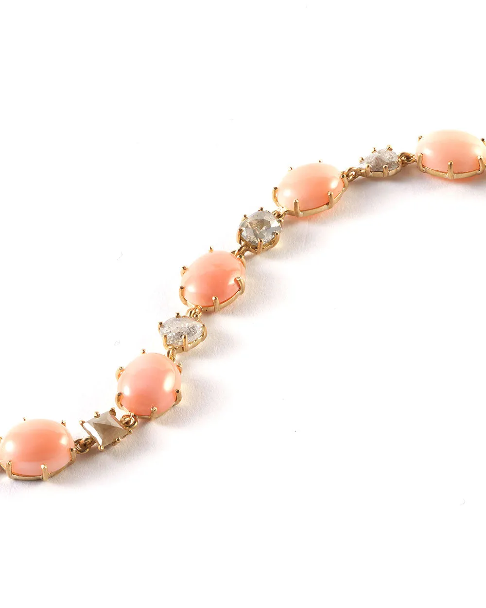 Angel Skin Coral and Diamond Bracelet