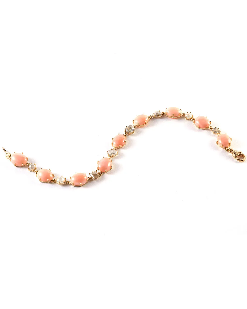 Angel Skin Coral and Diamond Bracelet