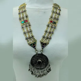 Antique Big Pendant Necklace With Tassels