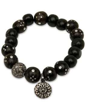 Antique Black Coral Flower Bracelet