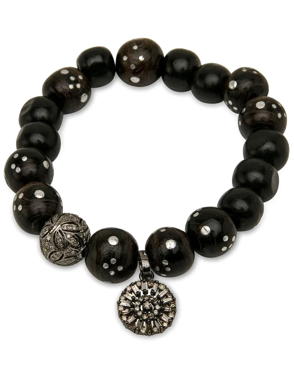 Antique Black Coral Flower Bracelet