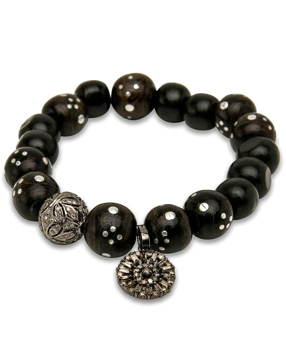 Antique Black Coral Flower Bracelet